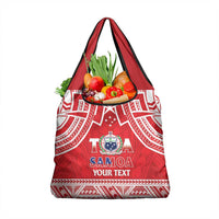 Samoa Rugby Custom Grocery Bag Toa Samoa Pacific Sporty Red - Polynesian Pride