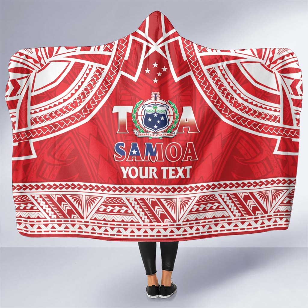 Samoa Rugby Custom Hooded Blanket Toa Samoa Pacific Sporty Red - Polynesian Pride