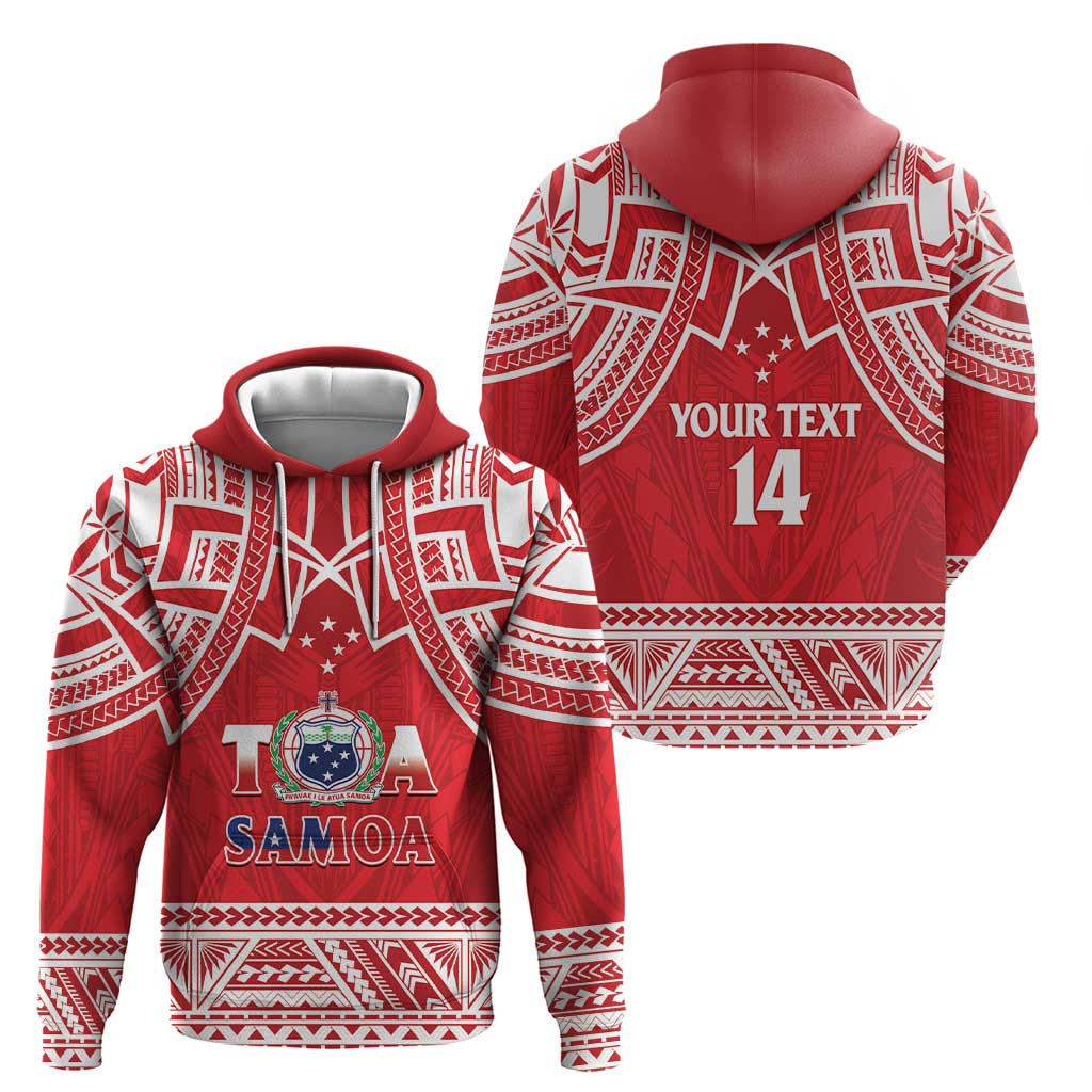 Samoa Rugby Custom Hoodie Toa Samoa Pacific Sporty Red - Polynesian Pride