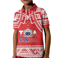 Samoa Rugby Custom Kid Polo Shirt Toa Samoa Pacific Sporty Red - Polynesian Pride