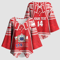 Samoa Rugby Custom Kimono Sleeve Blouse Toa Samoa Pacific Sporty Red - Polynesian Pride