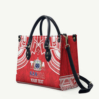 Samoa Rugby Custom Leather Bag Toa Samoa Pacific Sporty Red - Polynesian Pride