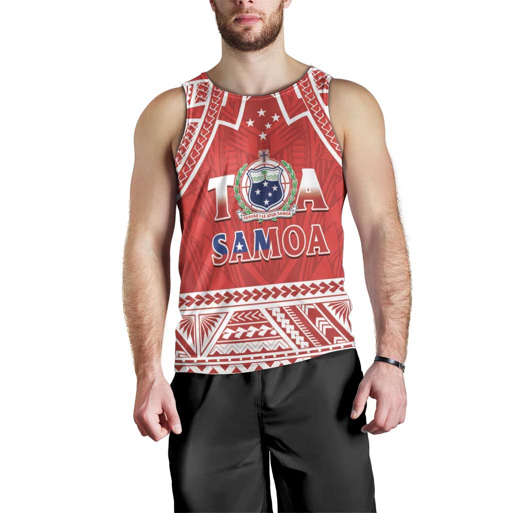Samoa Rugby Custom Men Tank Top Toa Samoa Pacific Sporty Red - Polynesian Pride