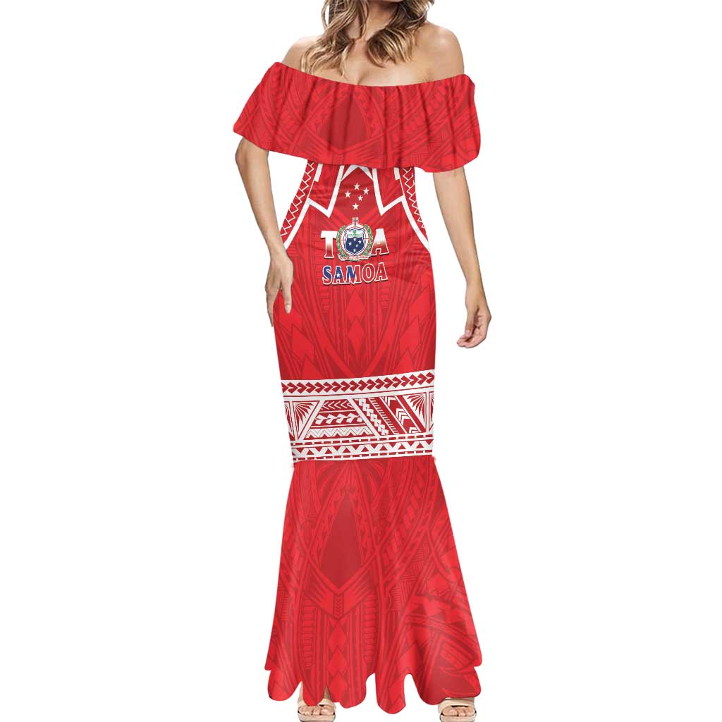 Samoa Rugby Custom Mermaid Dress Toa Samoa Pacific Sporty Red - Polynesian Pride