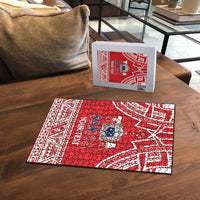 Samoa Rugby Custom Puzzle Toa Samoa Pacific Sporty Red - Polynesian Pride