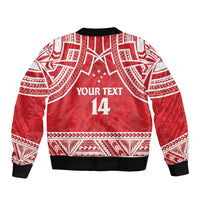Samoa Rugby Custom Sleeve Zip Bomber Jacket Toa Samoa Pacific Sporty Red - Polynesian Pride