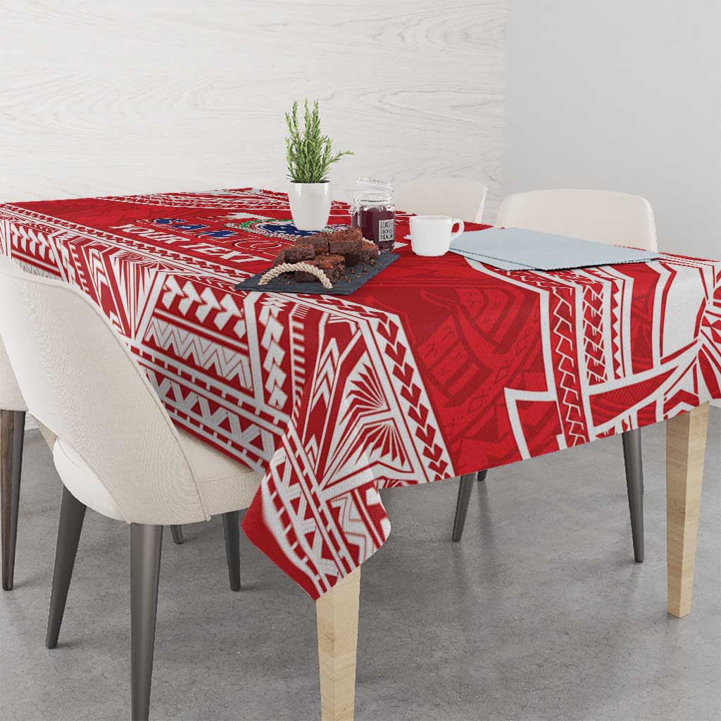 Samoa Rugby Custom Tablecloth Toa Samoa Pacific Sporty Red - Polynesian Pride
