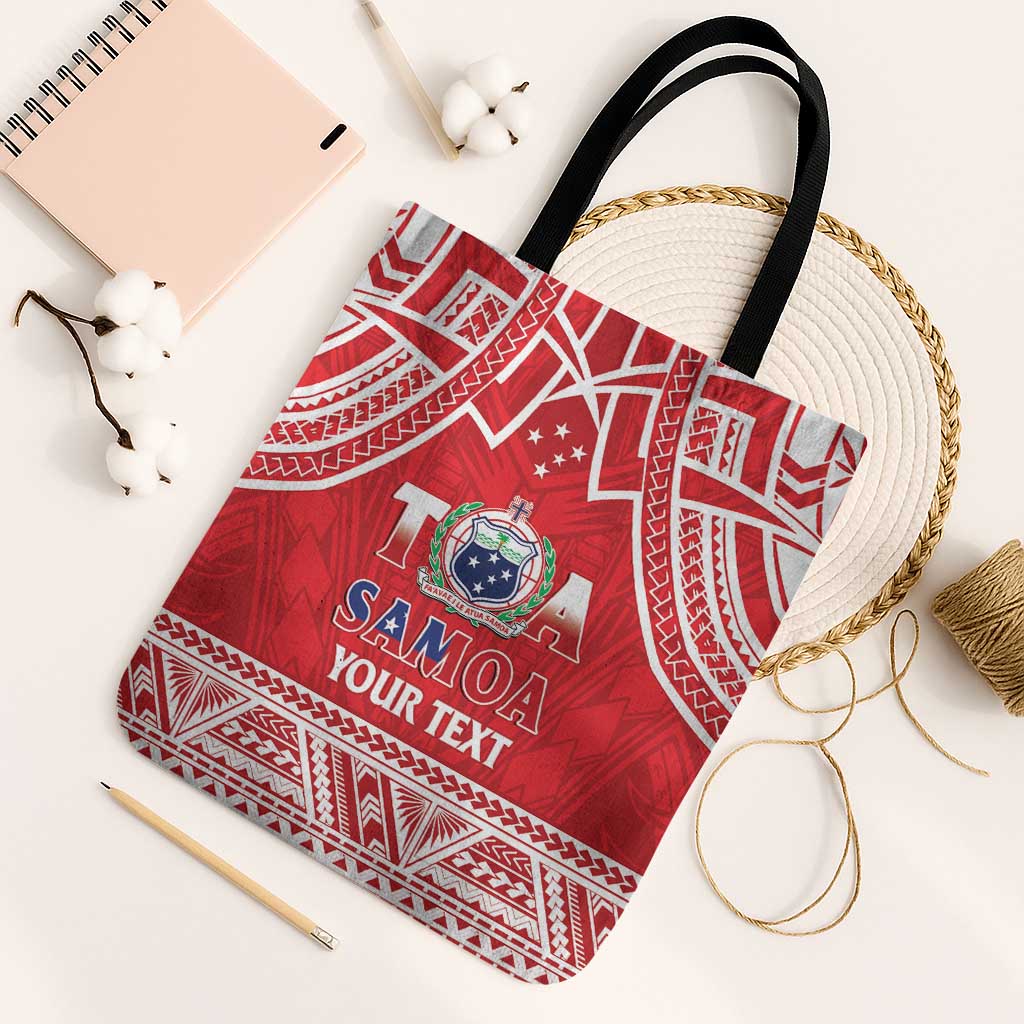 Samoa Rugby Custom Tote Bag Toa Samoa Pacific Sporty Red - Polynesian Pride