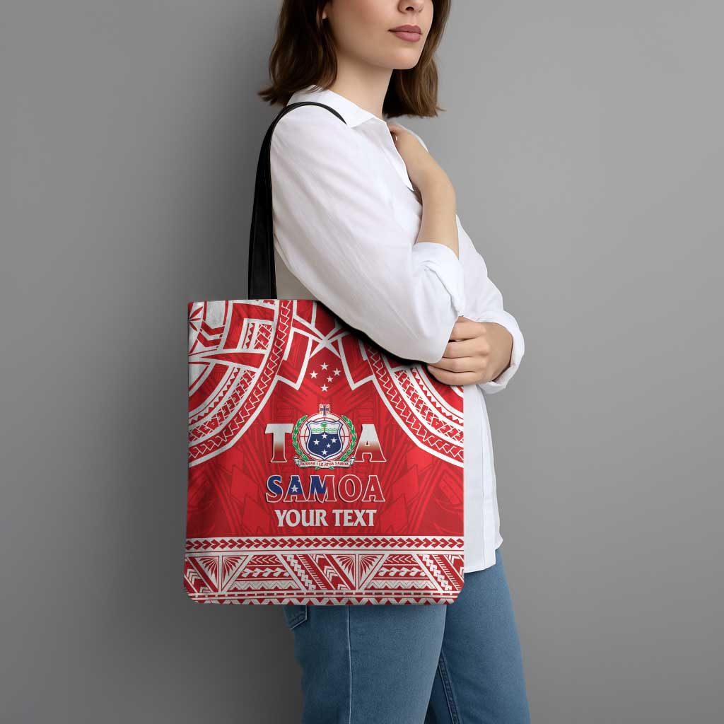 Samoa Rugby Custom Tote Bag Toa Samoa Pacific Sporty Red - Polynesian Pride
