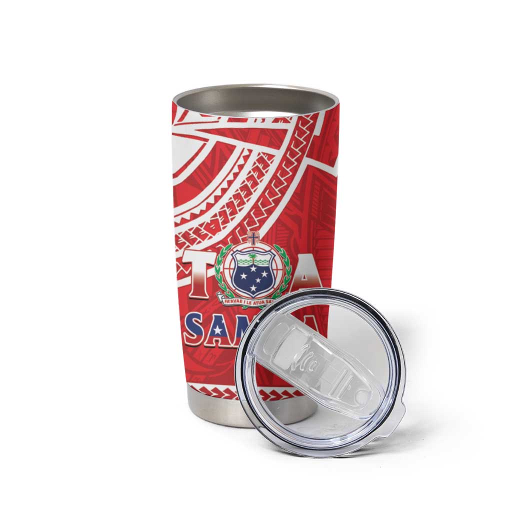 Samoa Rugby Custom Tumbler Cup Toa Samoa Pacific Sporty Red - Polynesian Pride