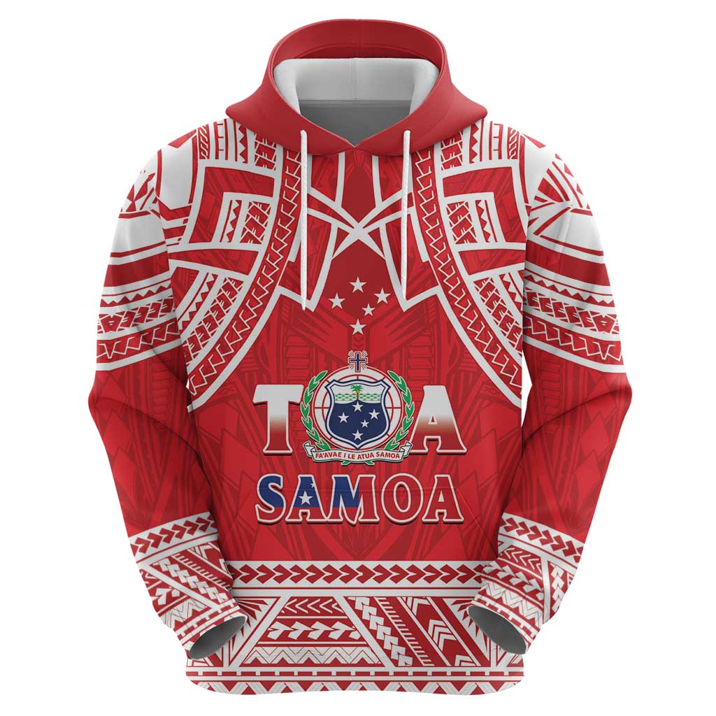 Samoa Rugby Custom Zip Hoodie Toa Samoa Pacific Sporty Red - Polynesian Pride