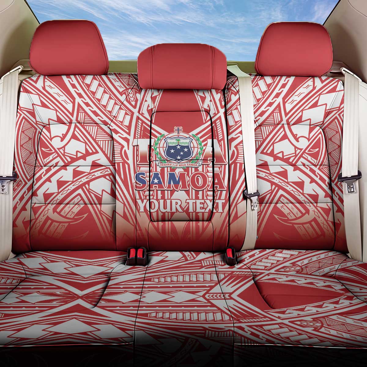 Toa Samoa Rugby Custom Back Car Seat Cover Samoa mo Samoa Polynesian Pacific Red - Polynesian Pride