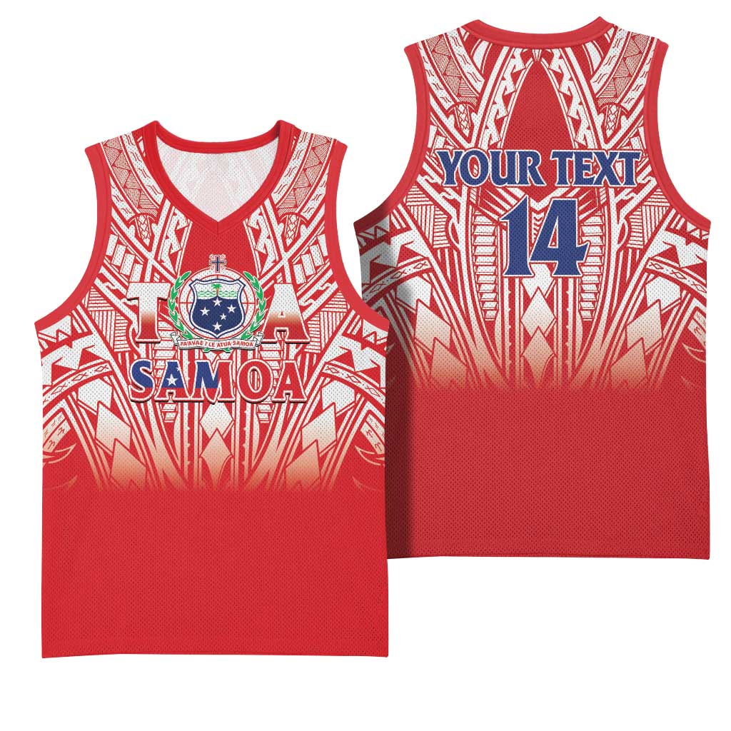 Toa Samoa Rugby Custom Basketball Jersey Samoa mo Samoa Polynesian Pacific Red - Polynesian Pride