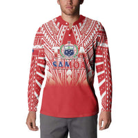 Toa Samoa Rugby Custom Button Sweatshirt Samoa mo Samoa Polynesian Pacific Red - Polynesian Pride