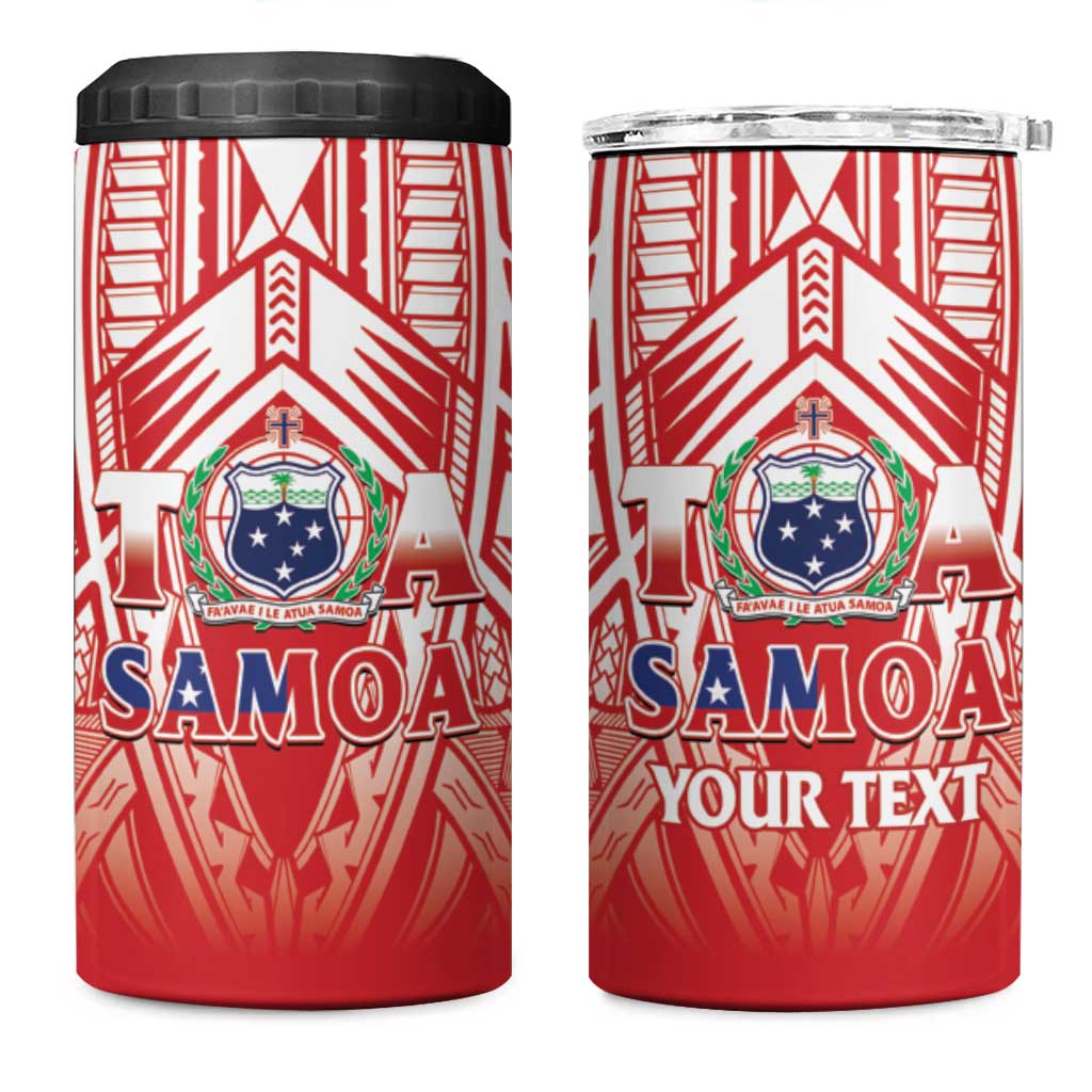 Toa Samoa Rugby Custom 4 in 1 Can Cooler Tumbler Samoa mo Samoa Polynesian Pacific Red - Polynesian Pride