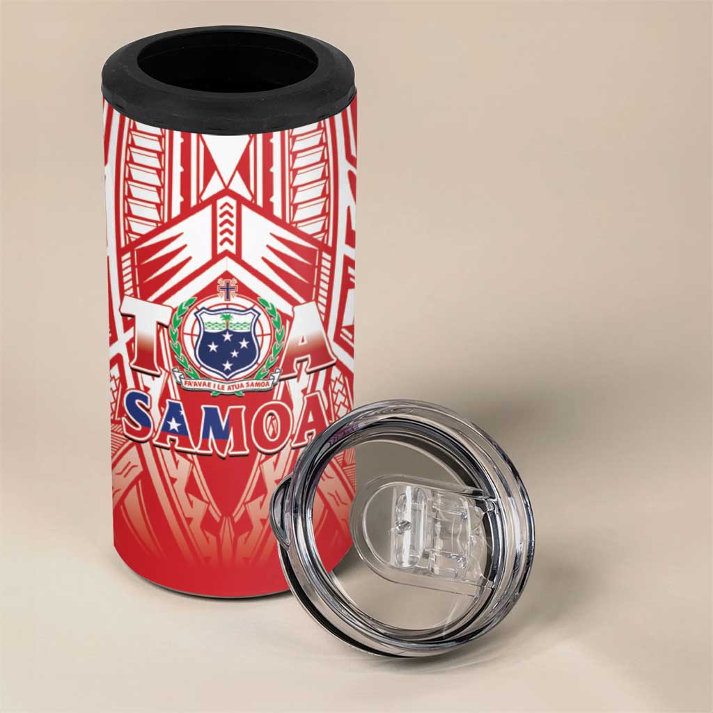 Toa Samoa Rugby Custom 4 in 1 Can Cooler Tumbler Samoa mo Samoa Polynesian Pacific Red - Polynesian Pride