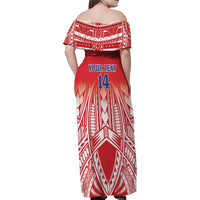 Toa Samoa Rugby Custom Family Matching Off Shoulder Maxi Dress and Hawaiian Shirt Samoa mo Samoa Polynesian Pacific Red - Polynesian Pride