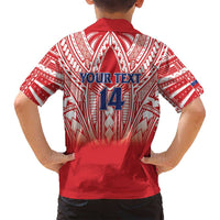 Toa Samoa Rugby Custom Family Matching Off Shoulder Short Dress and Hawaiian Shirt Samoa mo Samoa Polynesian Pacific Red - Polynesian Pride