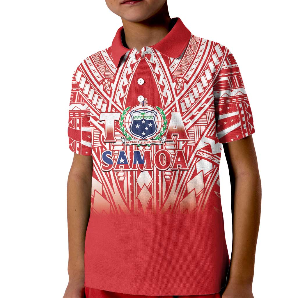 Toa Samoa Rugby Custom Kid Polo Shirt Samoa mo Samoa Polynesian Pacific Red - Polynesian Pride