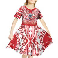 Toa Samoa Rugby Custom Kid Short Sleeve Dress Samoa mo Samoa Polynesian Pacific Red - Polynesian Pride