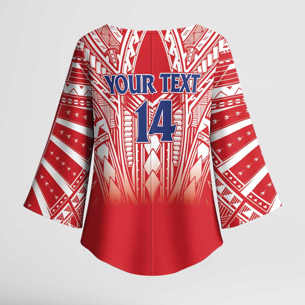 Toa Samoa Rugby Custom Kimono Sleeve Blouse Samoa mo Samoa Polynesian Pacific Red - Polynesian Pride