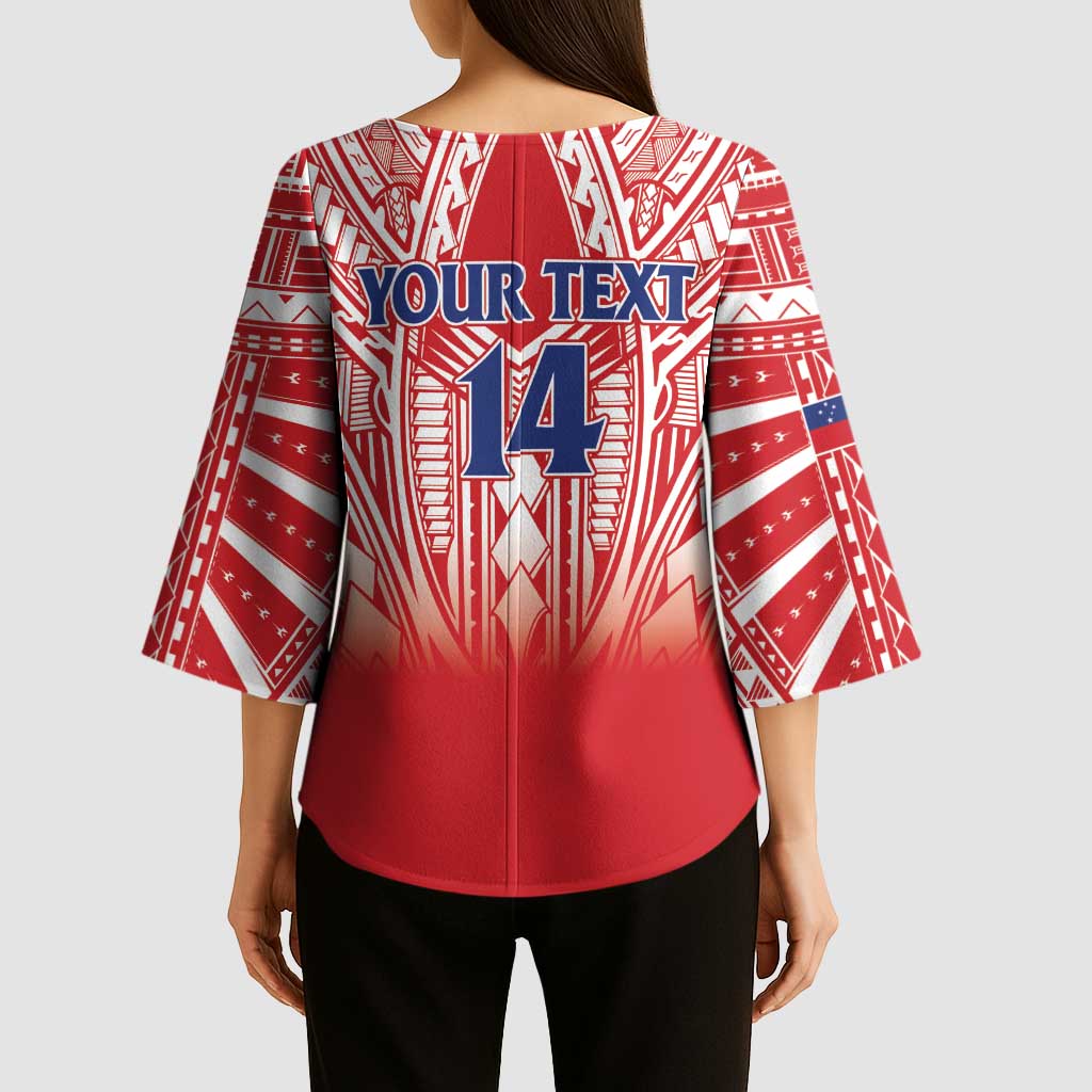 Toa Samoa Rugby Custom Kimono Sleeve Blouse Samoa mo Samoa Polynesian Pacific Red - Polynesian Pride