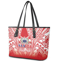 Toa Samoa Rugby Custom Leather Tote Bag Samoa mo Samoa Polynesian Pacific Red - Polynesian Pride