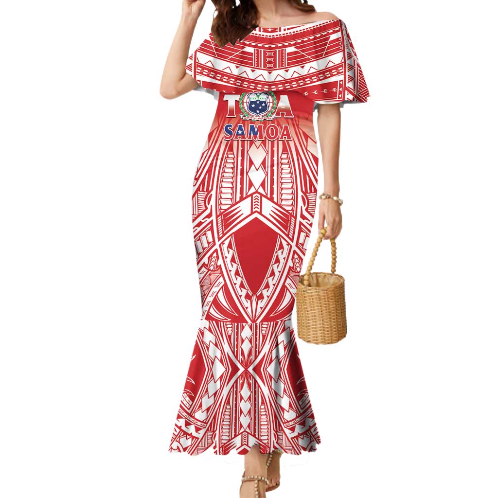 Toa Samoa Rugby Custom Mermaid Dress Samoa mo Samoa Polynesian Pacific Red - Polynesian Pride