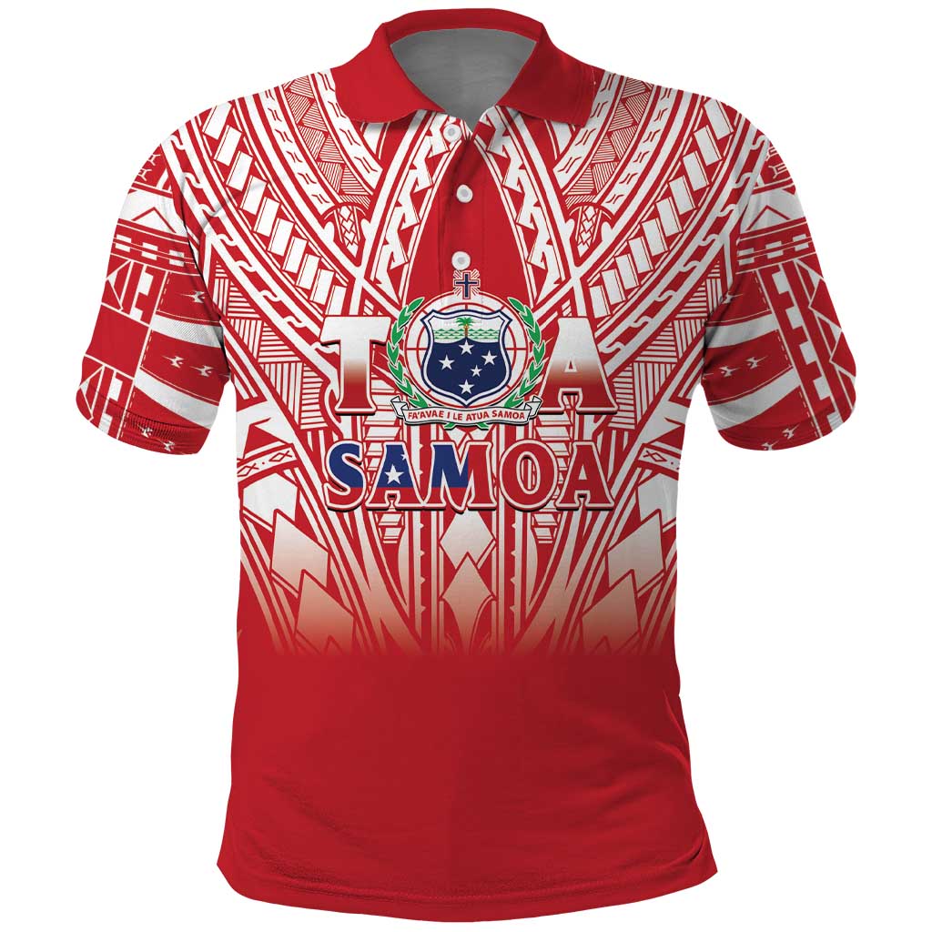 Toa Samoa Rugby Custom Polo Shirt Samoa mo Samoa Polynesian Pacific Red - Polynesian Pride