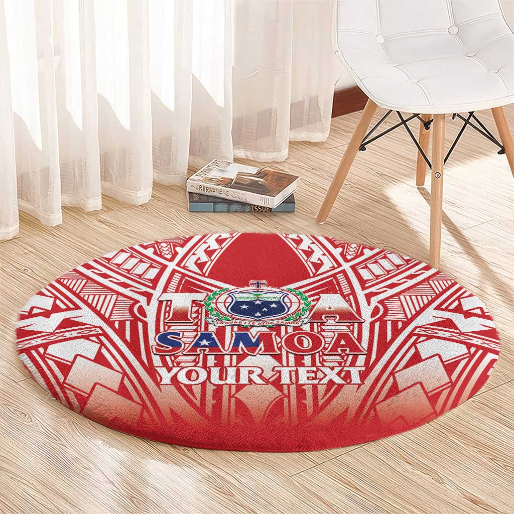 Toa Samoa Rugby Custom Round Carpet Samoa mo Samoa Polynesian Pacific Red - Polynesian Pride