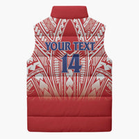 Toa Samoa Rugby Custom Sleeveless Puffer Jacket Samoa mo Samoa Polynesian Pacific Red - Polynesian Pride