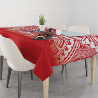 Toa Samoa Rugby Custom Tablecloth Samoa mo Samoa Polynesian Pacific Red - Polynesian Pride