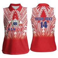 Toa Samoa Rugby Custom Women Sleeveless Polo Shirt Samoa mo Samoa Polynesian Pacific Red - Polynesian Pride