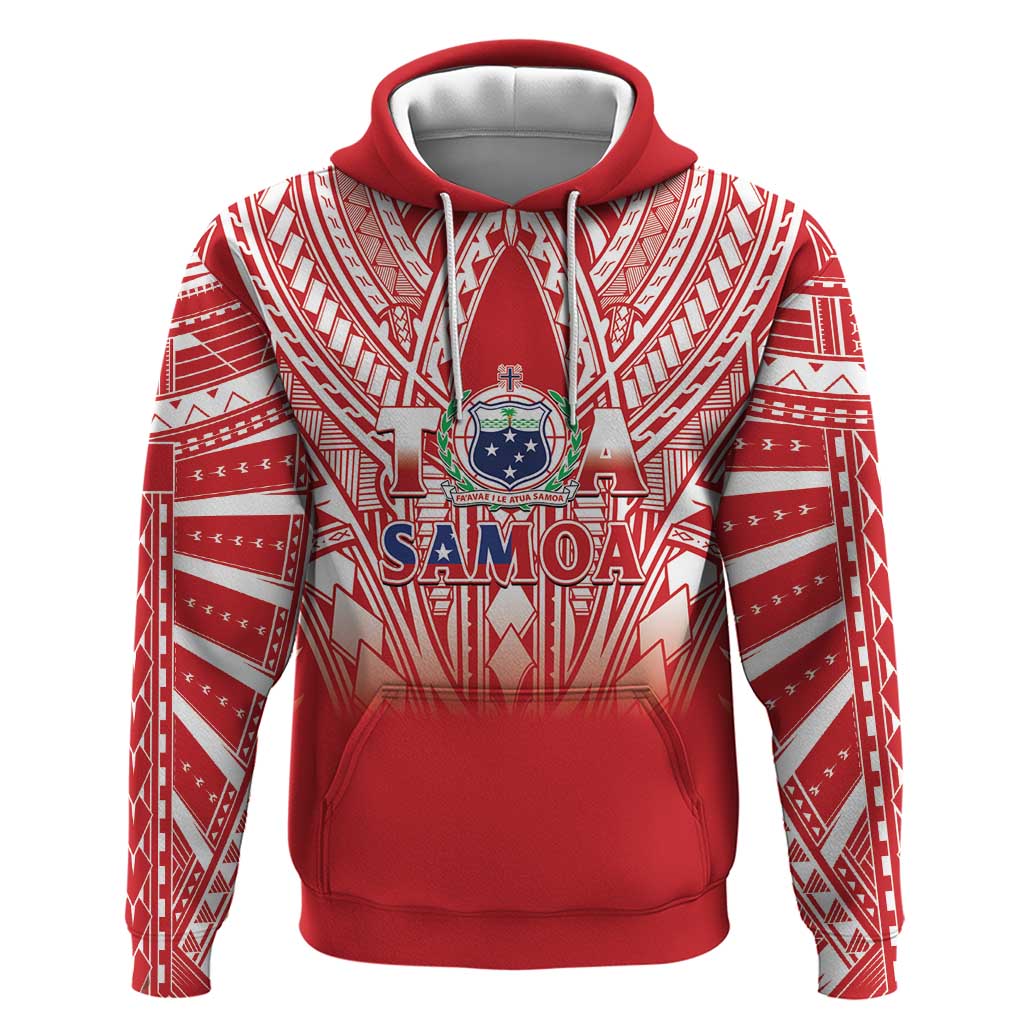 Toa Samoa Rugby Custom Zip Hoodie Samoa mo Samoa Polynesian Pacific Red - Polynesian Pride