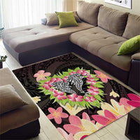 Polynesia Valentine's Day Area Rug Hammerhead Shark Plumeria With Polynesian Pattern