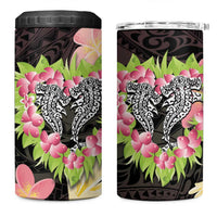 Polynesia Valentine's Day 4 in 1 Can Cooler Tumbler Hammerhead Shark Plumeria With Polynesian Pattern