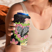 Polynesia Valentine's Day 4 in 1 Can Cooler Tumbler Hammerhead Shark Plumeria With Polynesian Pattern