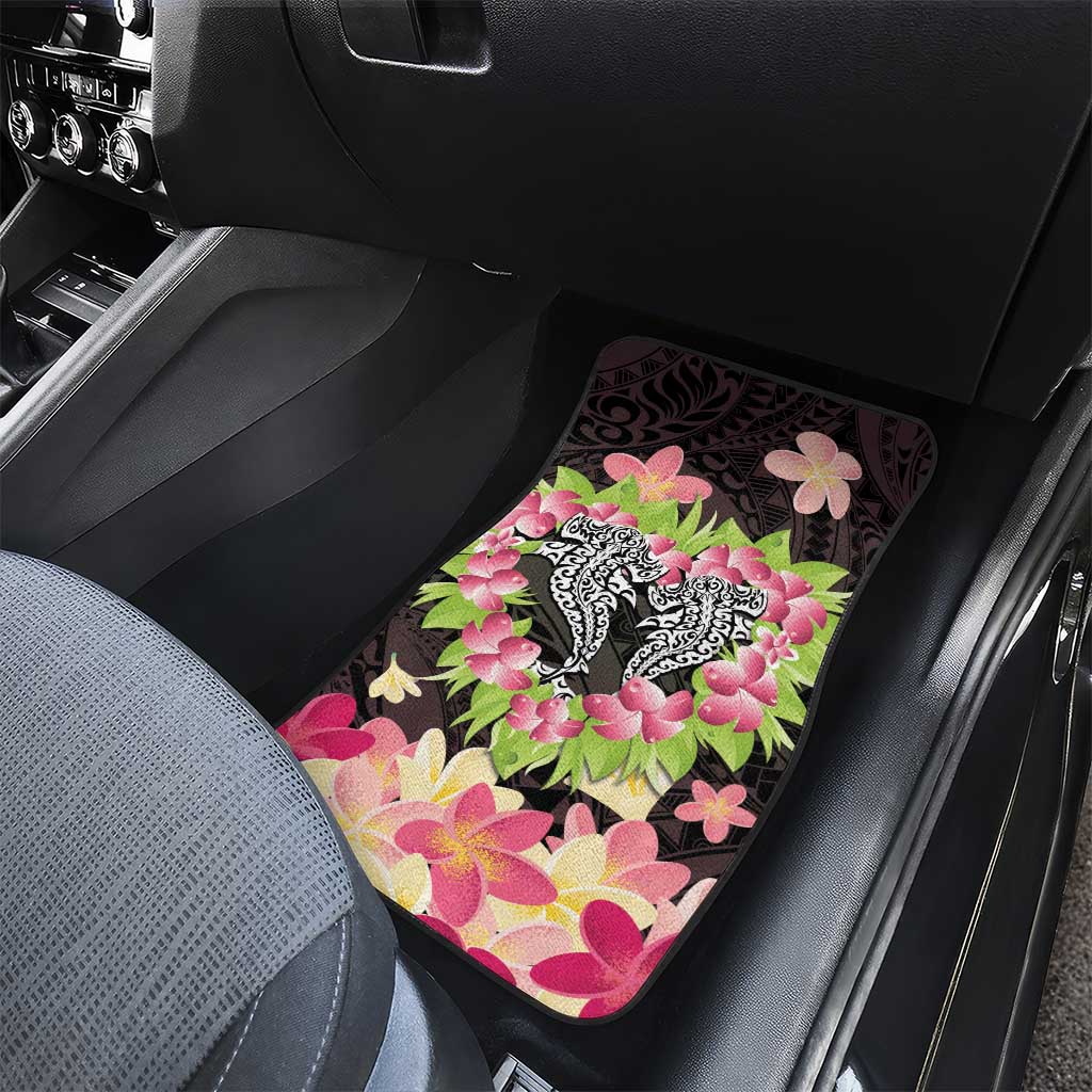 Polynesia Valentine's Day Car Mats Hammerhead Shark Plumeria With Polynesian Pattern