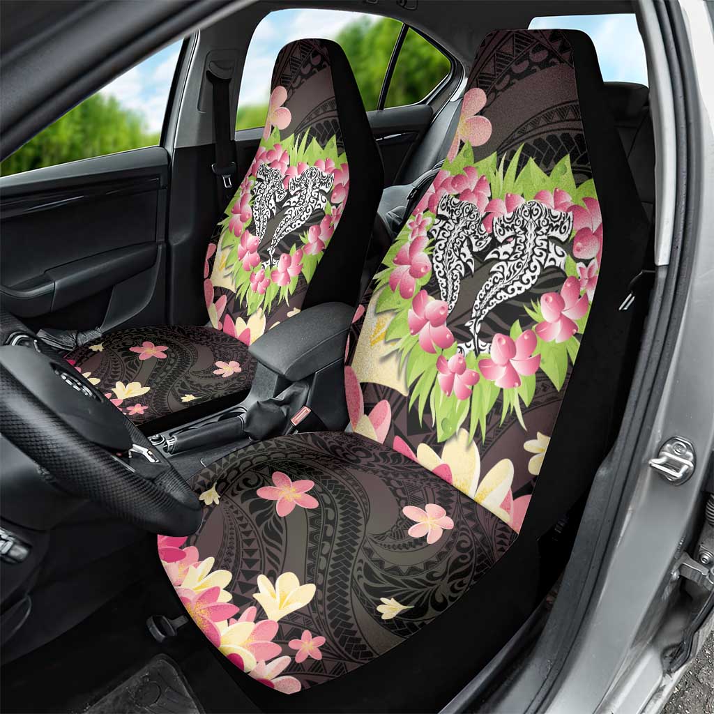 Polynesia Valentine's Day Car Seat Cover Hammerhead Shark Plumeria With Polynesian Pattern