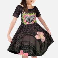 Polynesia Valentine's Day Family Matching Mermaid Dress and Hawaiian Shirt Hammerhead Shark Plumeria With Polynesian Pattern LT14 Daughter's Dress Black - Polynesian Pride