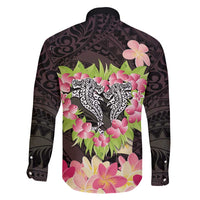 Polynesia Valentine's Day Family Matching Off Shoulder Short Dress and Hawaiian Shirt Hammerhead Shark Plumeria With Polynesian Pattern LT14 - Polynesian Pride