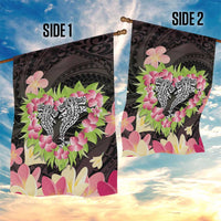 Polynesia Valentine's Day Garden Flag Hammerhead Shark Plumeria With Polynesian Pattern