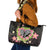 Polynesia Valentine's Day Leather Tote Bag Hammerhead Shark Plumeria With Polynesian Pattern