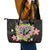 Polynesia Valentine's Day Leather Tote Bag Hammerhead Shark Plumeria With Polynesian Pattern