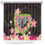Polynesia Valentine's Day Shower Curtain Hammerhead Shark Plumeria With Polynesian Pattern
