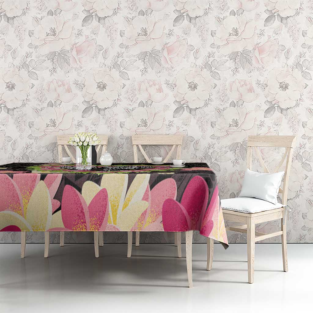 Polynesia Valentine's Day Tablecloth Hammerhead Shark Plumeria With Polynesian Pattern