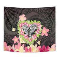 Polynesia Valentine's Day Tapestry Hammerhead Shark Plumeria With Polynesian Pattern