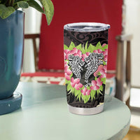 Polynesia Valentine's Day Tumbler Cup Hammerhead Shark Plumeria With Polynesian Pattern