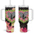 Polynesia Valentine's Day Tumbler With Handle Hammerhead Shark Plumeria With Polynesian Pattern