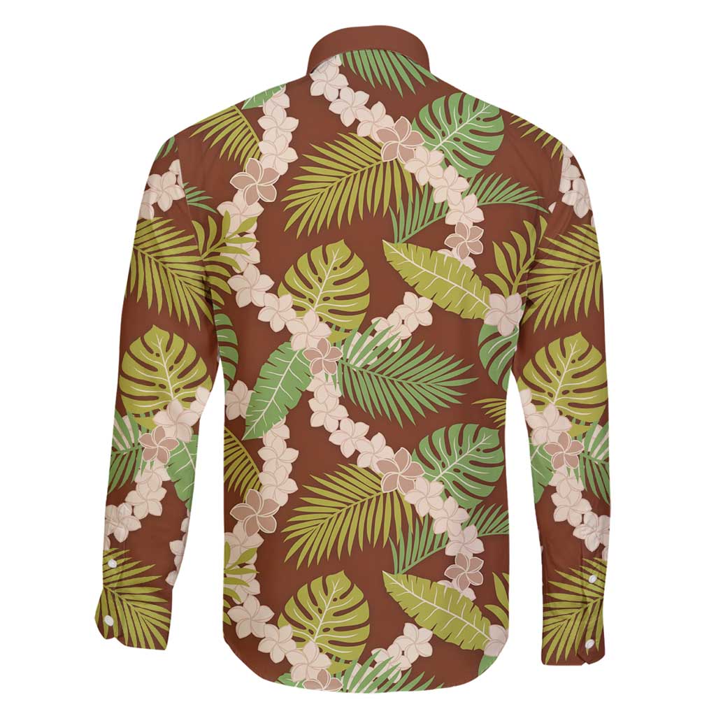 Brown Hawaii Plumeria Lei With Tropical Leaves Family Matching Puletasi and Hawaiian Shirt LT14 - Polynesian Pride
